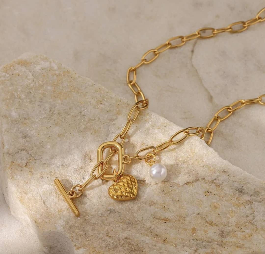 Collier "Coeur Croisé" Chaîne Maillons