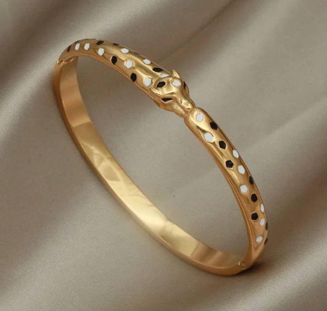 Bracelet Jonc "Savane" Léopard Émaillé