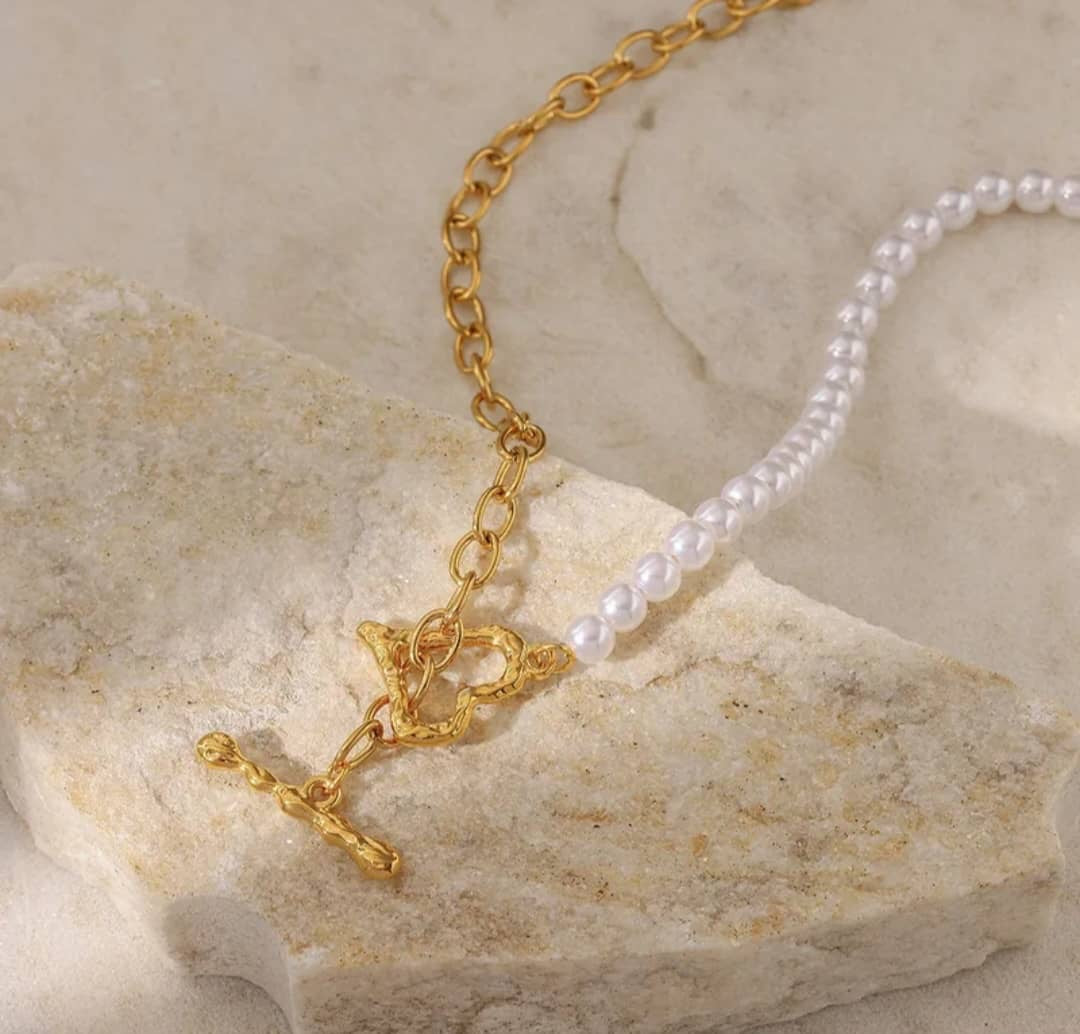 Collier "Côté Perles" Mi-Chaîne Mi-Perles