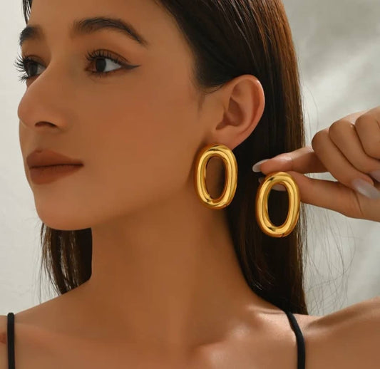 Boucles d'Oreilles Ovales Acier Inoxydable