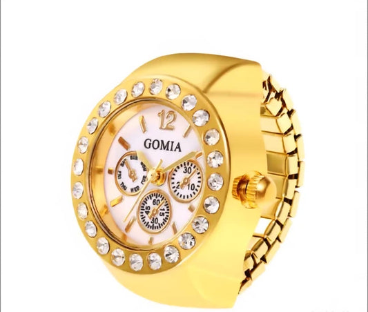 Bague Montre “Dynastie” Cadran Rond Chronographe Serti de Strass