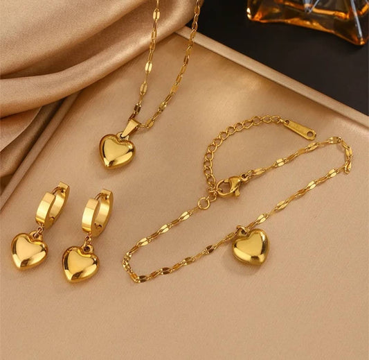 Parure "Love" Collier, Bracelet et Boucles d'Oreilles