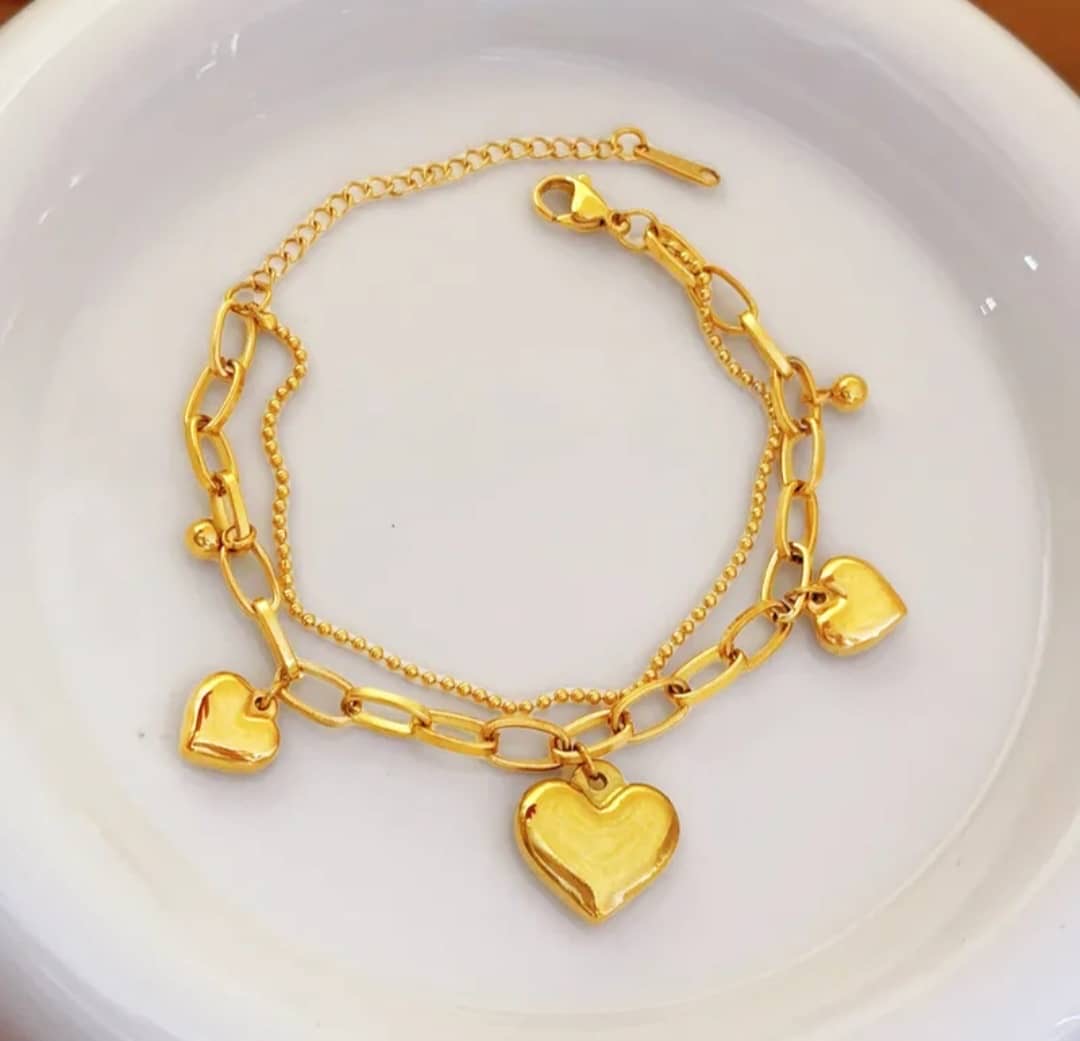 Bracelet "Coeur à Coeur" Double Chaîne