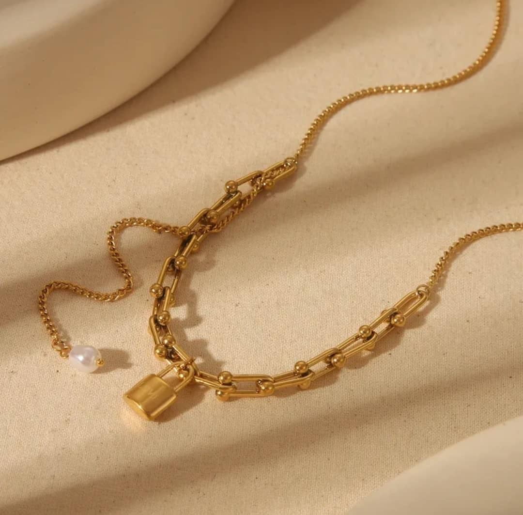 Collier "La Goutte" Double Chaîne Cadenas