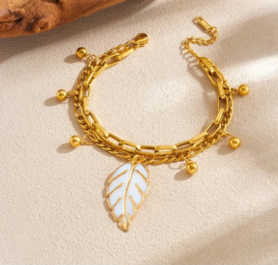 Bracelet "Éden" Feuille Émaillée