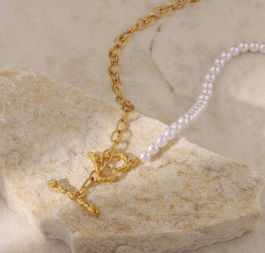 Collier "Côté Perles" Mi-Chaîne Mi-Perles