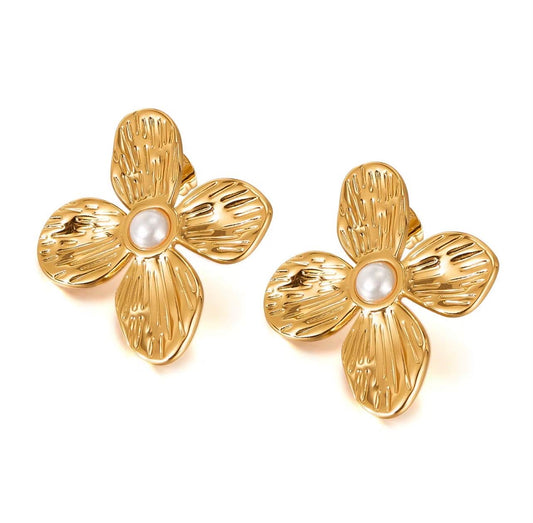 Boucles d’oreilles Puces Fleur de Perle