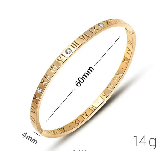 Bracelet Jonc "Impératrice" Chiffres Romains et Strass